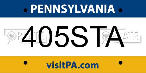 405STA Pennsylvania License Plate