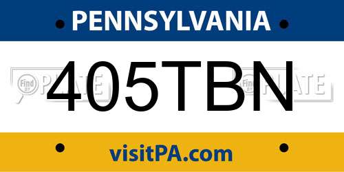 405TBN Pennsylvania License Plate