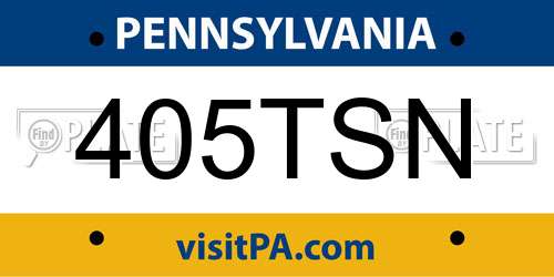 405TSN Pennsylvania License Plate