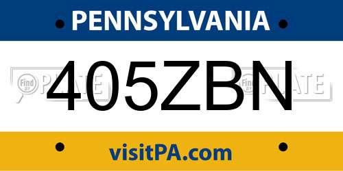 405ZBN Pennsylvania License Plate