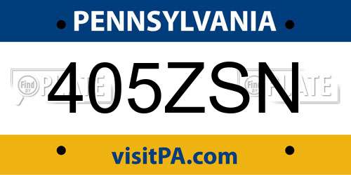 405ZSN Pennsylvania License Plate