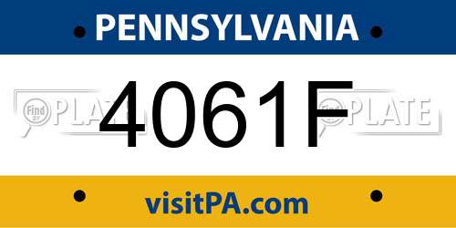 4061F Pennsylvania License Plate