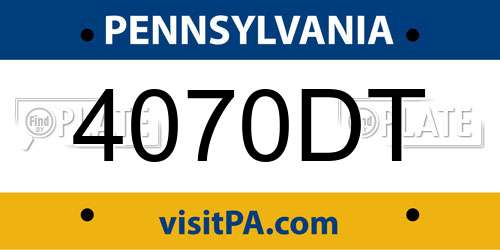 4070DT Pennsylvania License Plate