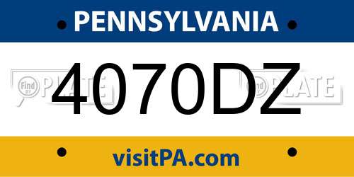 4070DZ Pennsylvania License Plate