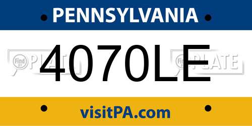 4070LE Pennsylvania License Plate