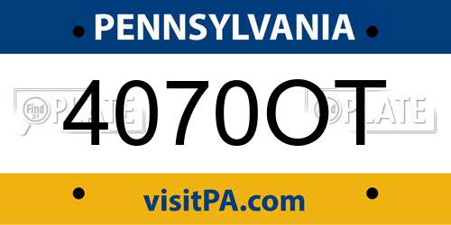 4070OT Pennsylvania License Plate