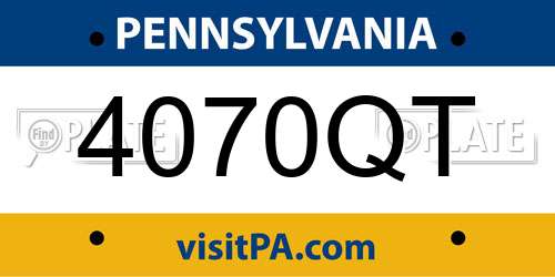 4070QT Pennsylvania License Plate