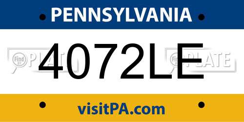 4072LE Pennsylvania License Plate