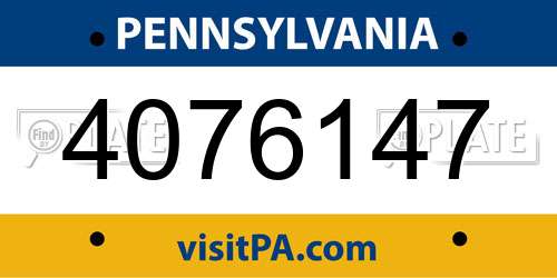 4076147 Pennsylvania License Plate