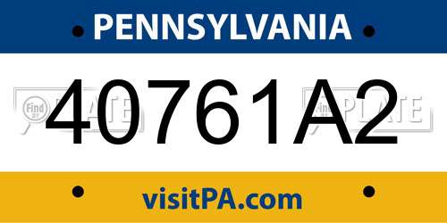 40761A2 Pennsylvania License Plate