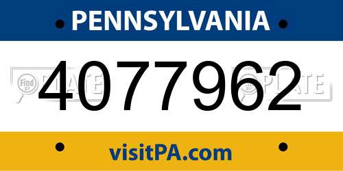 4077962 Pennsylvania License Plate