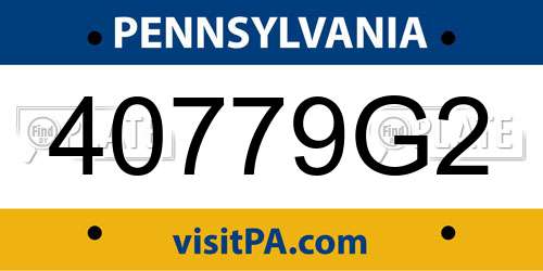 40779G2 Pennsylvania License Plate