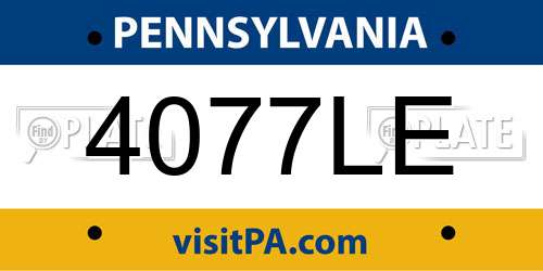 4077LE Pennsylvania License Plate
