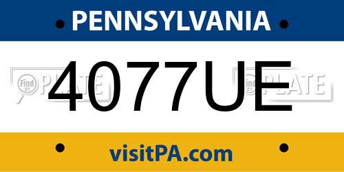 4077UE Pennsylvania License Plate