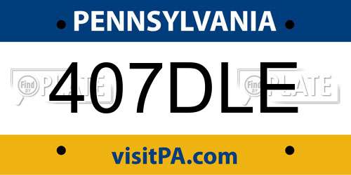 407DLE Pennsylvania License Plate