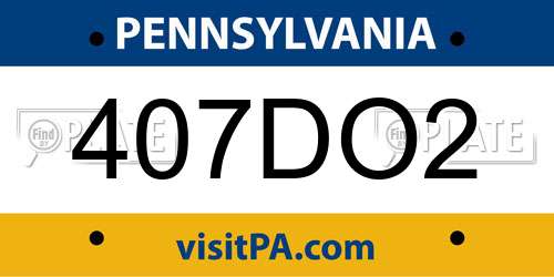 407DO2 Pennsylvania License Plate