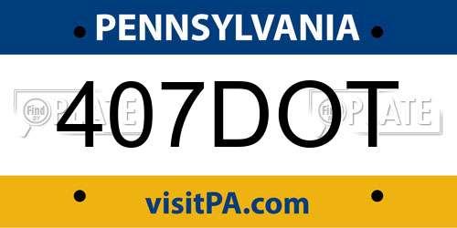 407DOT Pennsylvania License Plate