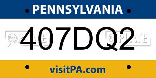 407DQ2 Pennsylvania License Plate