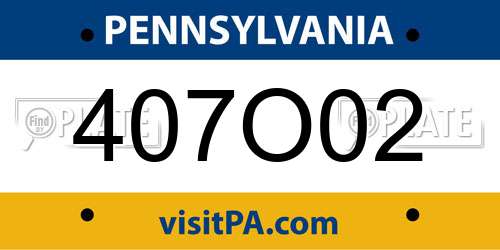 407O02 Pennsylvania License Plate