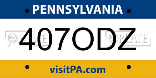 407ODZ Pennsylvania License Plate