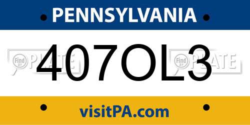 407OL3 Pennsylvania License Plate