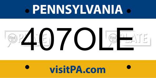 407OLE Pennsylvania License Plate