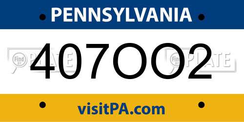 407OO2 Pennsylvania License Plate