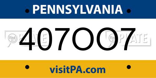 407OO7 Pennsylvania License Plate