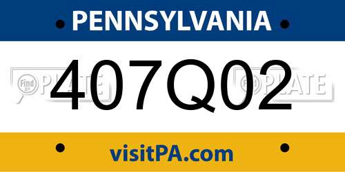 407Q02 Pennsylvania License Plate