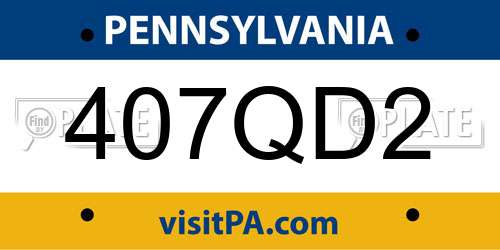 407QD2 Pennsylvania License Plate