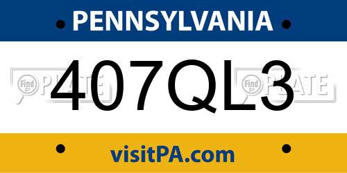 407QL3 Pennsylvania License Plate
