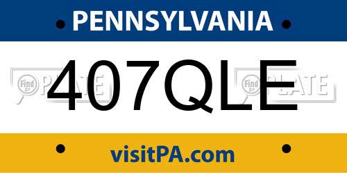 407QLE Pennsylvania License Plate