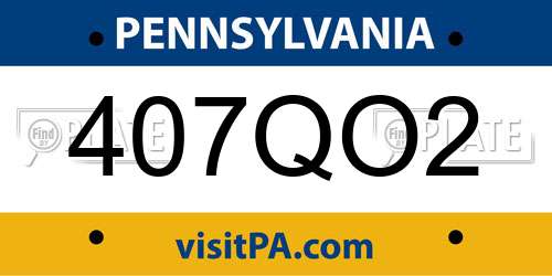 407QO2 Pennsylvania License Plate