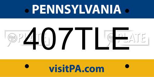 407TLE Pennsylvania License Plate
