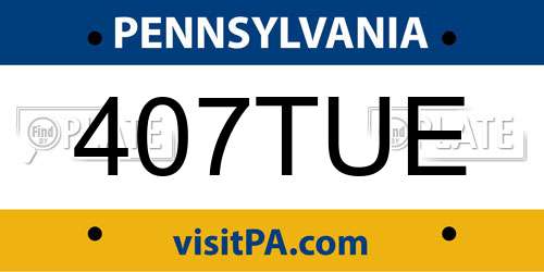 407TUE Pennsylvania License Plate