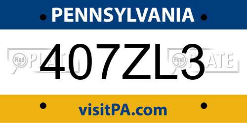 407ZL3 Pennsylvania License Plate