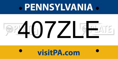 407ZLE Pennsylvania License Plate