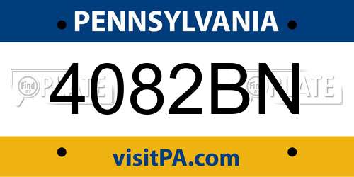 4082BN Pennsylvania License Plate