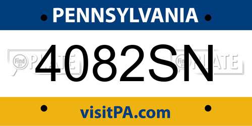 4082SN Pennsylvania License Plate
