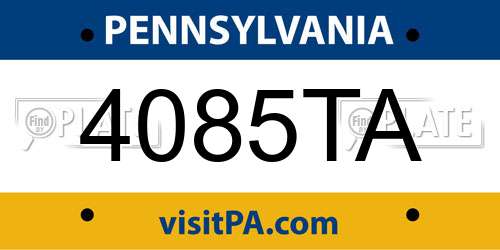 4085TA Pennsylvania License Plate