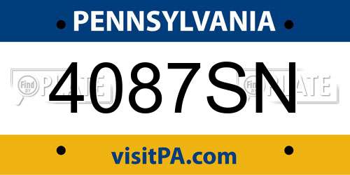 4087SN Pennsylvania License Plate