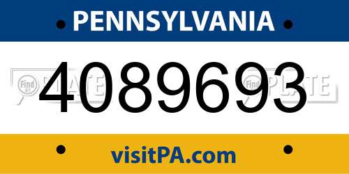4089693 Pennsylvania License Plate