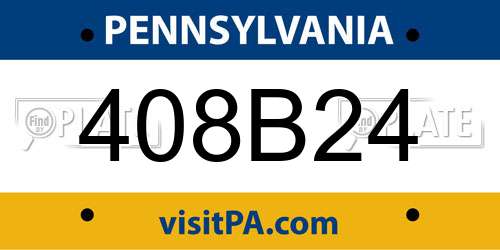 408B24 Pennsylvania License Plate