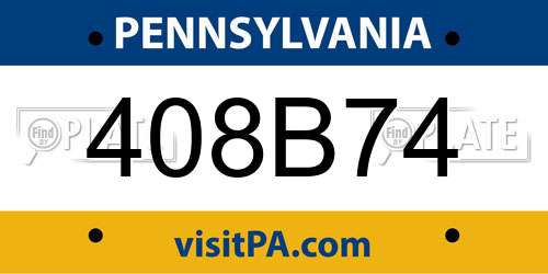 408B74 Pennsylvania License Plate