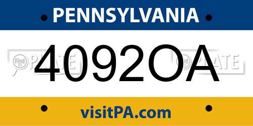 4092OA Pennsylvania License Plate