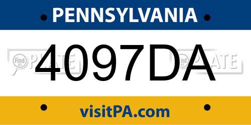 4097DA Pennsylvania License Plate