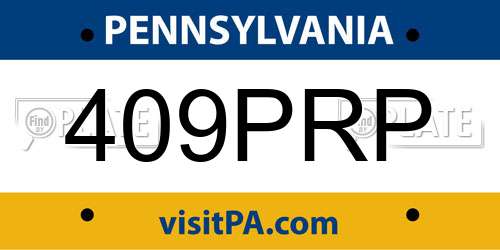 409PRP Pennsylvania License Plate