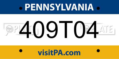 409T04 Pennsylvania License Plate