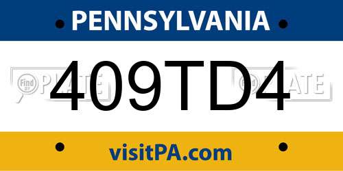 409TD4 Pennsylvania License Plate