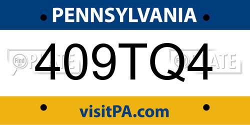 409TQ4 Pennsylvania License Plate